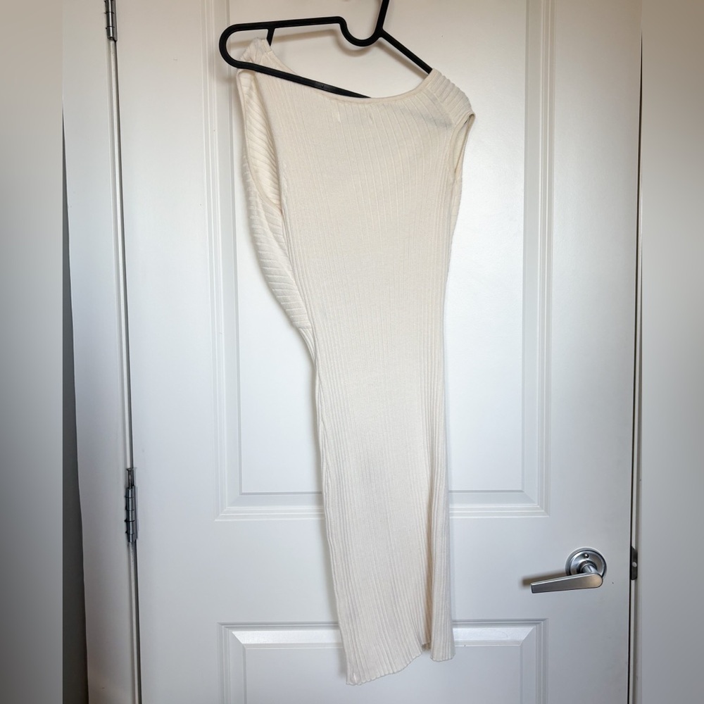 Anna Quan Zanita Wheat Ribbed Knit Twist Cut-Out Midi Dress - Picture 12 of 14